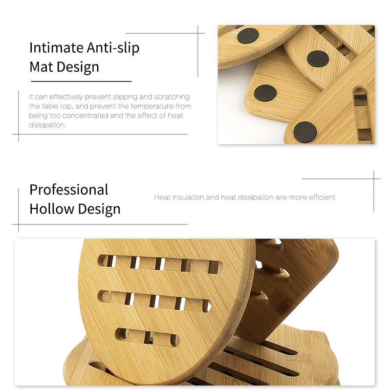 [Australia - AusPower] - Alfto Hot Pads Trivet,Table Solid Bamboo Wood Trivets for Hot Dishes and Pot with Non-slip Pads Heat Resistant Pads Teapot Trivet 4pcs(Multi Size,2 Square 2 Round) 