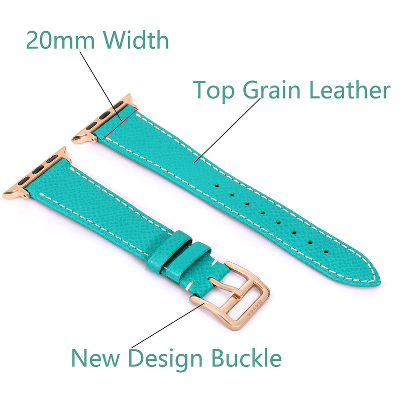 [Australia - AusPower] - Heyon Women Leather Band Compatible with Apple Watch 38mm 40mm 42mm 44mm,Genuine Leather Watch Band for iWatch Green Band/Gold Adapter 38mm/40mm 