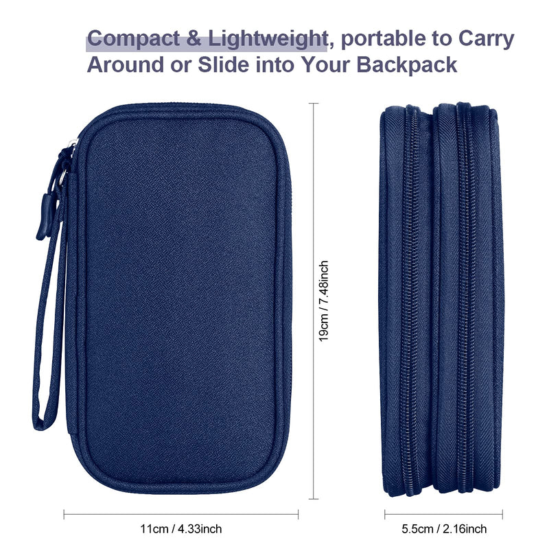 [Australia - AusPower] - DDgro Electronics Travel Organizer, Accessories Pouch Bag for Keeping Power Cord/Charger/Cables/Wireless Mouse/Kid’s Pens Organized (Small, Navy Blue) Small 