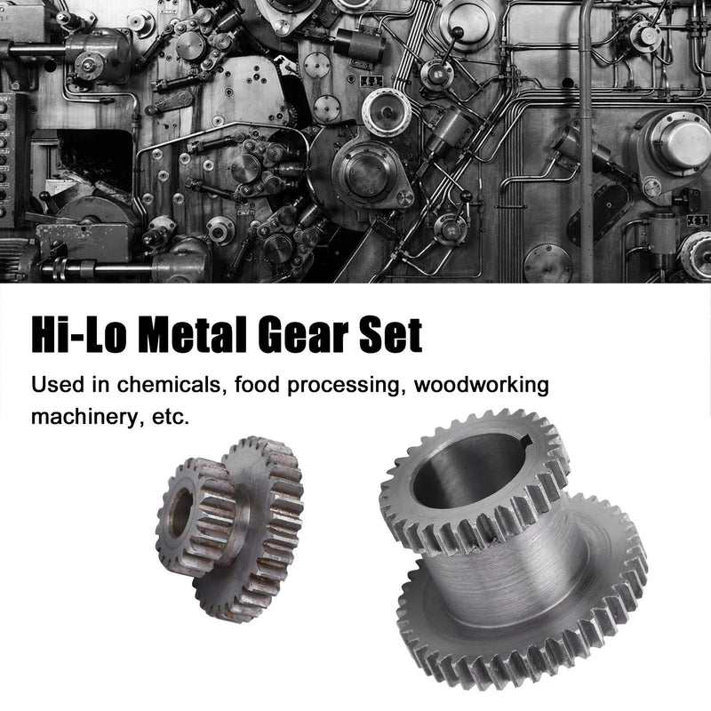 [Australia - AusPower] - Metal Mod,CJ0618 Hi‑Lo Metal Gear Set M2.25 Motor Gears Replacement Durable Sliding Double Gear,for Chemical,Food Processing,Woodworking Machinery 