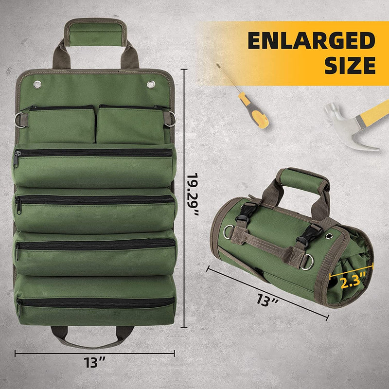 [Australia - AusPower] - Tool Roll Up Bag, UUP Tool Roll Organizer, Heavy Duty Tool Bag for Men and Women, Compact & Portable Roll Up Tool Bag with 2 Detachable Small Tool Pouch, Tool Storage Kit for Mechanic & Electrician, Father Day Gifts for Dad Tool Roll Bag 