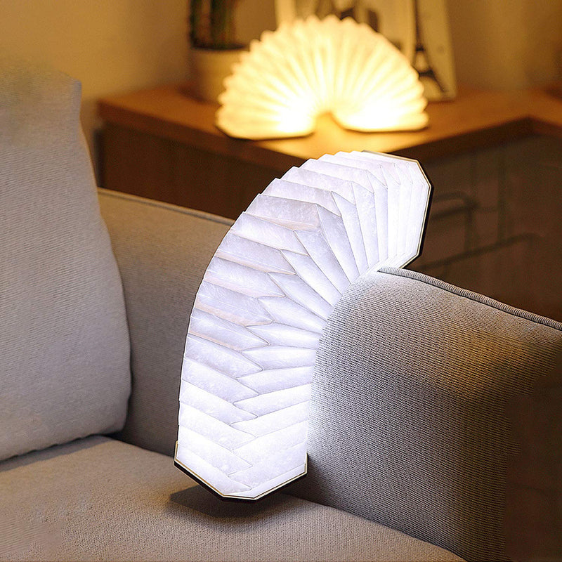 [Australia - AusPower] - LED Hanging Folding Lantern, Wood & Paper Lamp, Organ Book Light for Office, Decoration, Gift, USB Rechargeable 