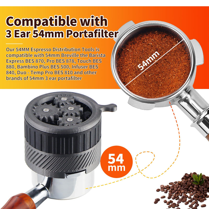 [Australia - AusPower] - GUSUCIN Spirographic Espresso WDT Tool, Espresso Distribution Tools Compatible with Breville 54MM Portafilter Baskets, Geared Spinning Espresso Needle Stirrer, Espresso Machine Accessories Tool 