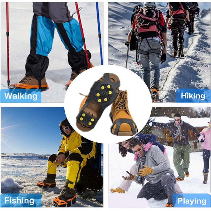 [Australia - AusPower] - Sfee Ice Cleats for Boots Shoes, Snow Grips Cleats for Ice and Snow Anti-Slip Rubber Traction Cleats for Walking on Snow and Ice 10 Steel Studs Crampons for Hiking, Walking, Climbing, Jogging Small - (Women(5-7)/Men(3-5)/EU:31-36) 