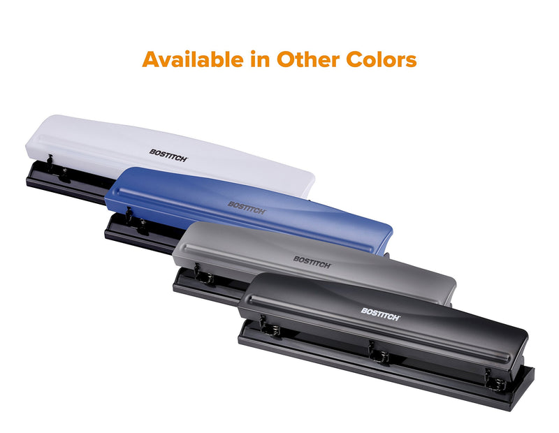 [Australia - AusPower] - Bostitch Office 3 Hole Punch, 12 Sheet Capacity, Metal, Rubber Base, Easy-Clean Tray, Navy Blue (KT-HP12-BLUE) 