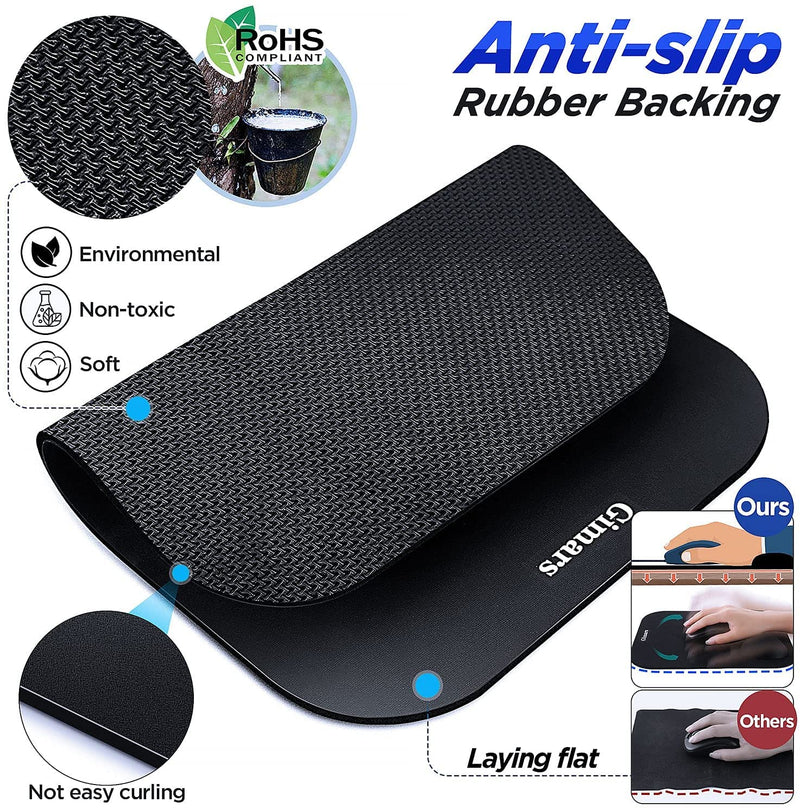 [Australia - AusPower] - Gimars Large Smooth Superfine Fibre Memory Foam Ergonomic Mouse Pad Wrist Rest Support - Mousepad with Nonslip Base for Laptop, Computer, Gaming & Office Black 