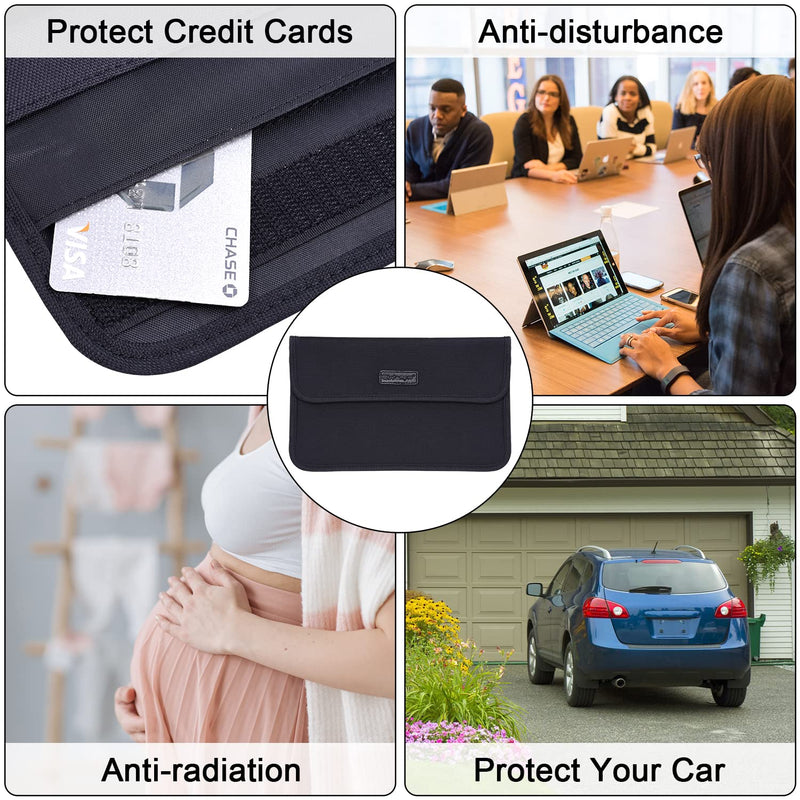 [Australia - AusPower] - Faraday Bag, Wisdompro 9.5 x 5.5 Inch RFID Signal Blocking Bag Shielding Pouch Case for Cell Phone Privacy Protection and Car Key FOB Anti-Tracking, Anti-Spying Case Blocker - Large Black (9.5 x 5.5) 9.5 x 5.5 inches 