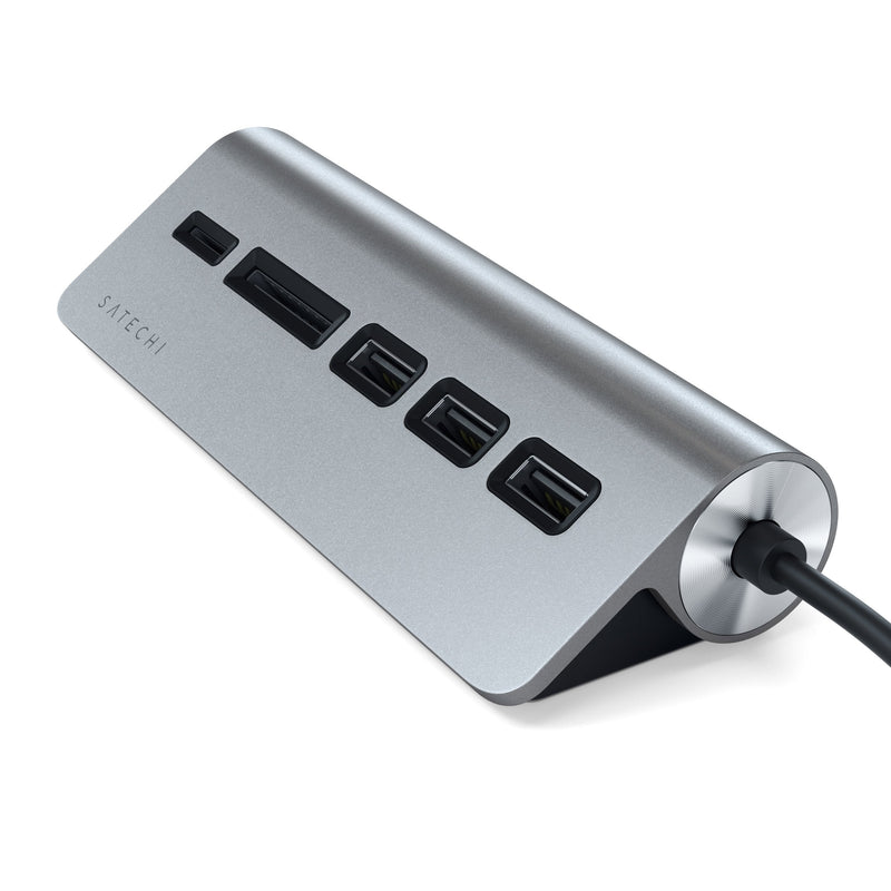 [Australia - AusPower] - Satechi USB-C Combo Hub for Desktop - USB-A 3.0 Data Ports & Micro/SD Card Readers - Compatible with Apple Studio Display, 2021 iMac M1, 2019/2017 iMac, 2020 MacBook Pro/ Air M1(Space Gray) Space Gray 