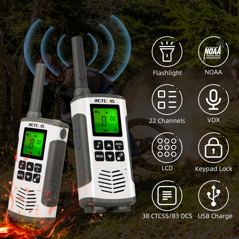 [Australia - AusPower] - Retevis RT45 Walkie Talkies Rechargeable,Long Range 2 Way Radio for Adults,NOAA Weather Alert 22CH,with 1000mAh AA Batteries,Two Way Radio for Camping Hiking Outdoor (2 Pack) 