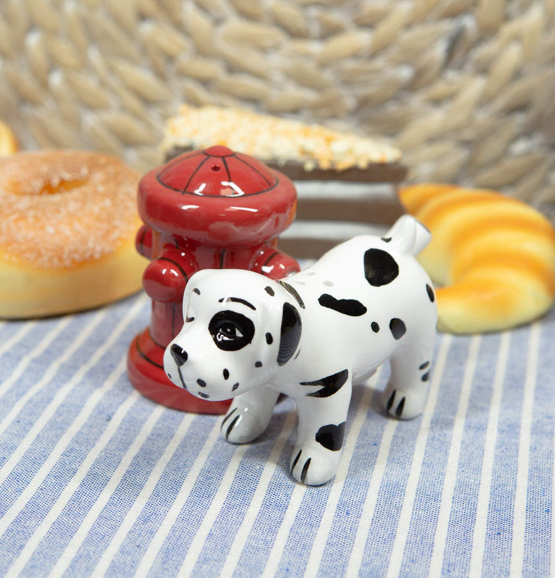 [Australia - AusPower] - Ebros Where's The Fire? Peeing Dalmatian With Red Fire Hydrant Ceramic Salt And Pepper Shakers Magnetic Set Figurines For Fireman Fire Fighters Fans Of Fire Trucks 911 Service Personnels Decors 