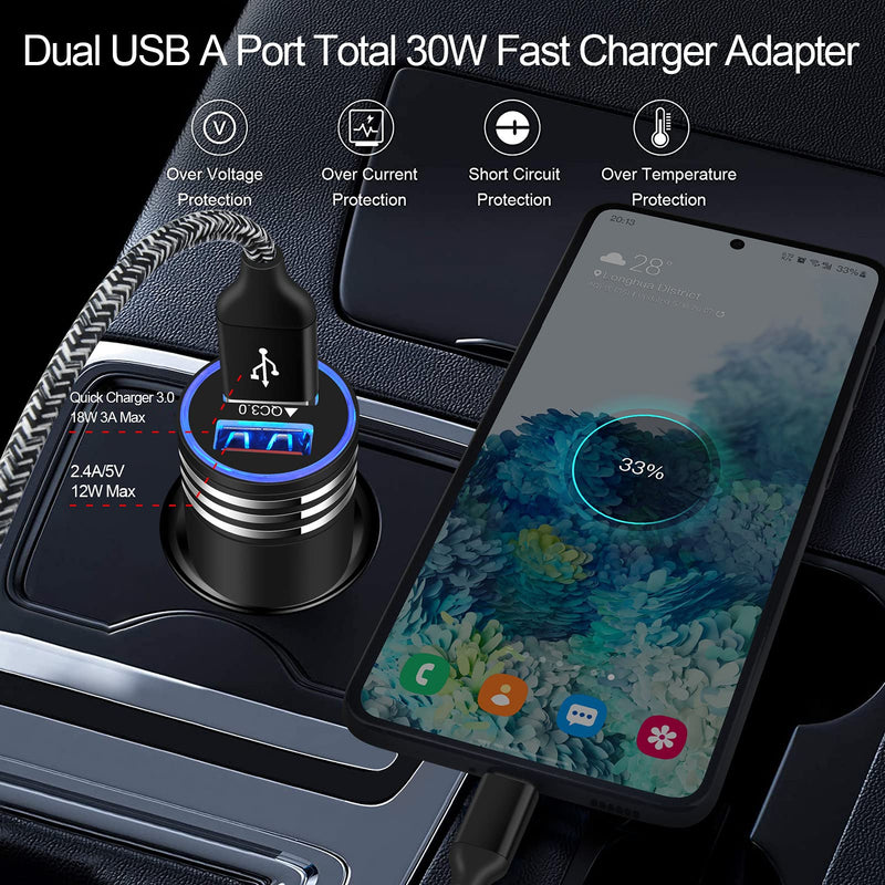 [Australia - AusPower] - USB C Fast Charger for Samsung Galaxy S22 Ultra/S22+/A32/A42/A52/S21 Plus/S21 Ultra/S20/A51/A71/A11/A21/A22/A12/S10/A20, Quick Charge 3.0 Wall Charger Cube Block Fast Car Charger Adapter Type C Cable Black(Fast Charger Kit) 