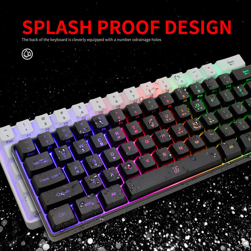 [Australia - AusPower] - Snpurdiri 60% Wireless Gaming Keyboard,2200mAh Mini 61 Keys Mechanical Feeling Keyboard with Bluetooth 5.1&2.4G Wireless Dual Modes,Support Charging,Suitable for PC/Tablet/Smartphone Gamer,Black Black 