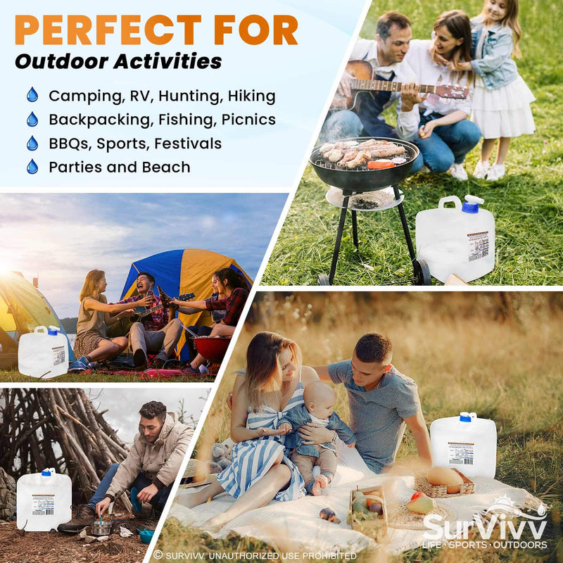 [Australia - AusPower] - SurVivv Collapsible Water Container with Spigot, BPA Free, Food Safe Camping Water Storage Cube Jug for Outdoor Hiking Hurricane & Emergency Survival Kit, Portable Foldable Canteen (2.6 / 5.3 Gal) (2.6Gal/10L -- 1-pack) 