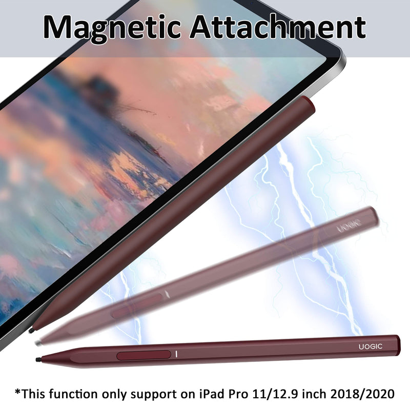 [Australia - AusPower] - Uogic Pen for iPad with Palm Rejection&Magnetic Attachement, Rechargeable, Slim&Lightweight, Compatible with iPad Pro 11/12.9 Inch 2018/2020/2021, iPad 6/7/8 Gen, iPad Mini 5th Gen, iPad Air 3/4 Gen 