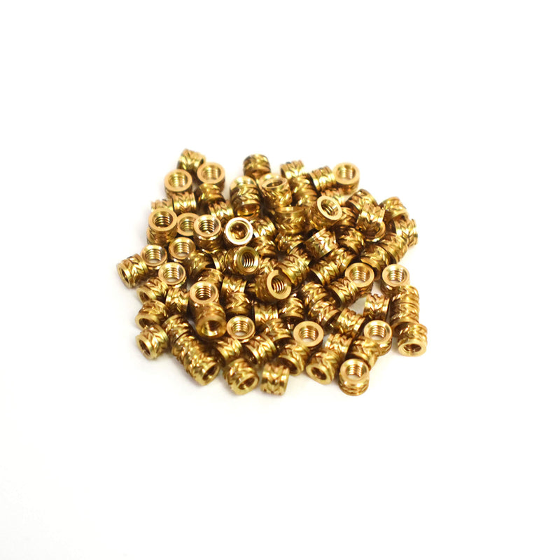 [Australia - AusPower] - [ J&J Products, Inc ] 4-40 Brass Insert 100pcs, 0.179 in OD, 0.135 in Length, Female 4-40 Thread, Press Fitting or Injection Molding Type, 100 pcs 