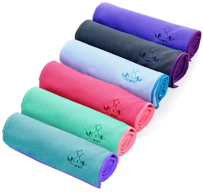 [Australia - AusPower] - Heathyoga Hot Yoga Towel Non Slip, Microfiber Non Slip Yoga Mat Towel, Exclusive Corner Pockets Design, Perfect for Hot Yoga, Bikram, Pilates and Yoga Mats Gray 68" x 24" 