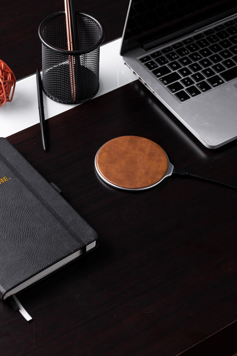 [Australia - AusPower] - MESA Qi Certified Wireless Charger - Brown Leather 