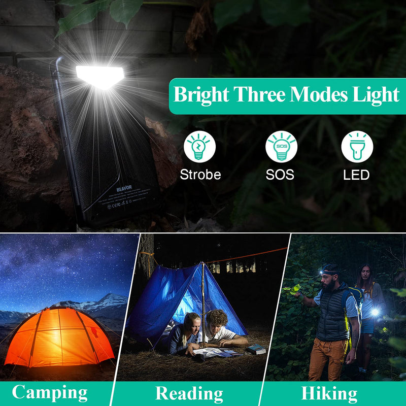 [Australia - AusPower] - Solar Power Bank, Portable Wireless Charger Foldable Solar Panel Type C External Battery 5V/3A Dual USB with Camping/Flashing Light, Four Outputs Compatible with iOS & Android (Black) Black 