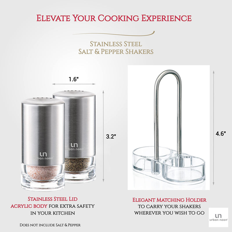[Australia - AusPower] - Salt and Pepper Shakers with Holder - Elegant Stainless Steel Shaker Set by urban noon 
