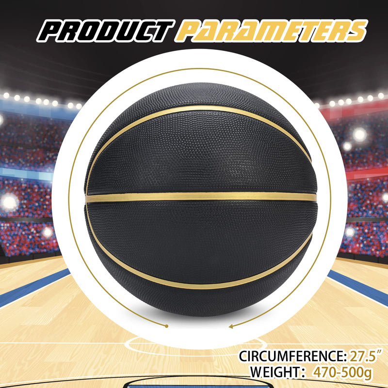[Australia - AusPower] - Dakapal Rubber Basketball Size 5 for Teens Adults Indoor Outdoor Basketballs for Game Gym Training Competition Sports Streetball Gift for Boys Girls Youth (Black&Gold/Deflated) 