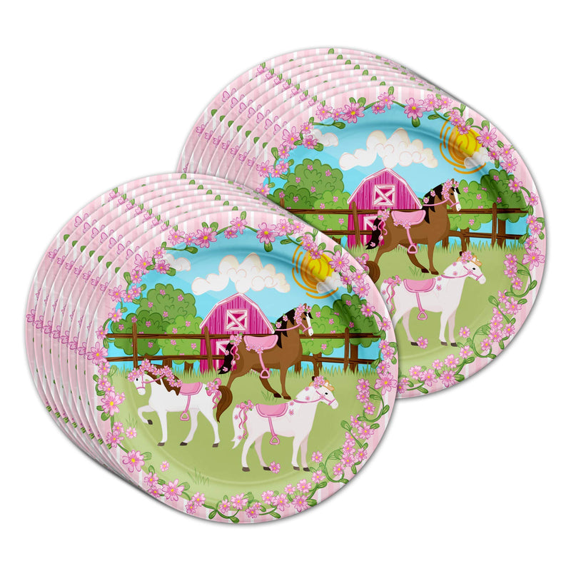 [Australia - AusPower] - Lovely Pink Horse Birthday Party Supplies Set Plates Napkins Cups Tableware Kit for 16 