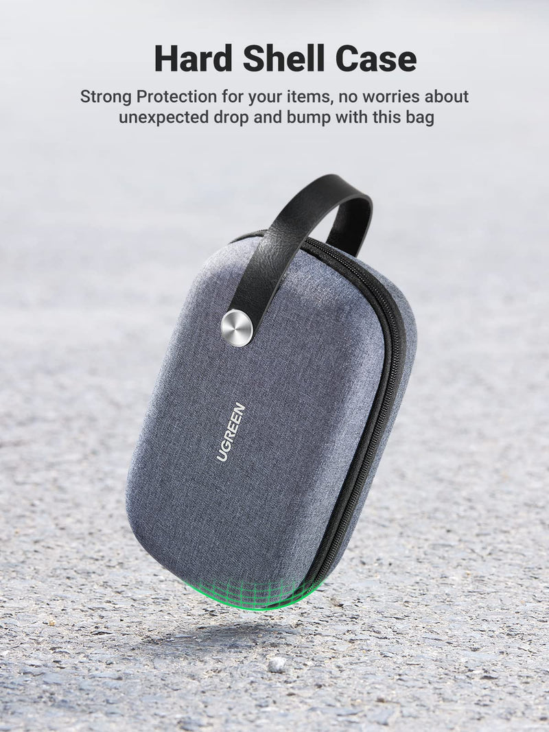 [Australia - AusPower] - UGREEN Travel Case Tech Gadget Electronic Organizer Cable Pouch Small Hard Case Storage Carry Bag Portable for Hard Drive, Charger Cable, USB Cord, Phone, Power Adapter, Earphone, SD Card, Grey 