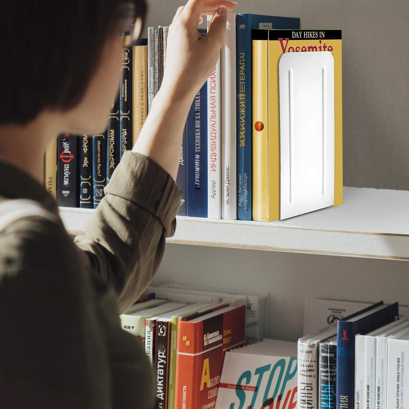 [Australia - AusPower] - Acrimet Jumbo Premium Metal Bookends 9" (Heavy Duty) (White Color) (1 Pair) 