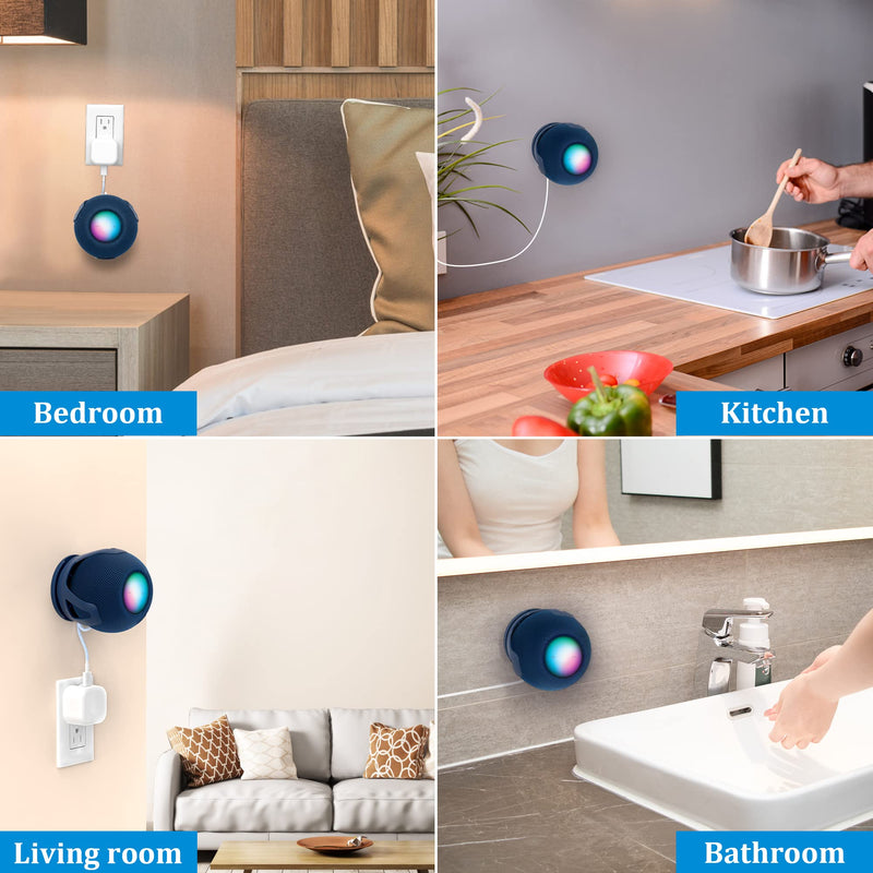 [Australia - AusPower] - PlusAcc for HomePod Mini Wall Mount - Holder Mount Compatible with Homepod Mini, No Muffled Sound, with Cord Management, Space Saving Accessories for Home Pod Mini (Blue) Blue-1 pack 