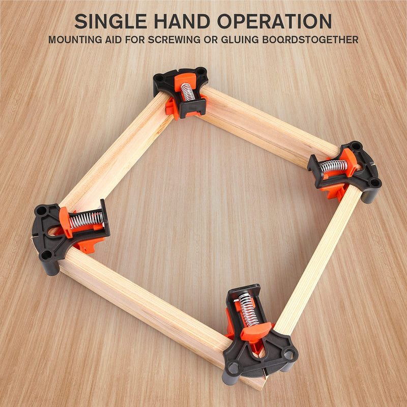 [Australia - AusPower] - 60/90/120 Degree Pro Corner Clamps Set for Woodworking Tools-Non Slip Fixed, 4PCS Adjustable Single Handle Spring Loaded Right Angle Clip for Frame Welding/Wood Working/Making Cabinet or Punch DIY. 