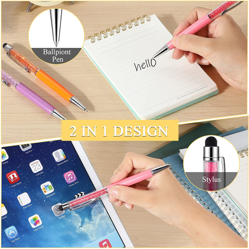 [Australia - AusPower] - 26 Pieces Crystal Ballpoint Pen Crystal Stylus Pen Bling Ballpoint Pens Glitter Diamond Pen 2-in-1 Slim Pens Capacitive Writing Pens for Touch Screens, Office, School Stationery Supplie (Cold Colors) Cold colors 