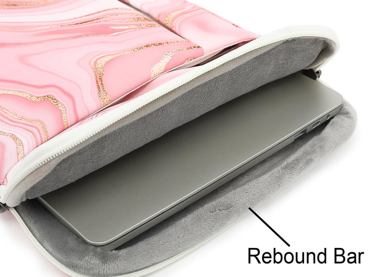 [Australia - AusPower] - SANFAN 360° Protective Laptop Sleeve Case Bag with 2 Pockets,Laptop Cover with Handle and Luggage Strap for MacBook Pro 16 inch and 15 inch-15.6 inch Laptop (Pink Marble) Pink Marble 