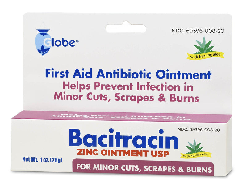 [Australia - AusPower] - Globe Bacitracin Zinc Ointment 1 oz | Antibiotic Ointment | Essential Antibiotic First Aid Supplies | Healing Action | Maximum Antibiotic Power | Prevents infection in cuts, scrapes, burns | 10 PACK | 