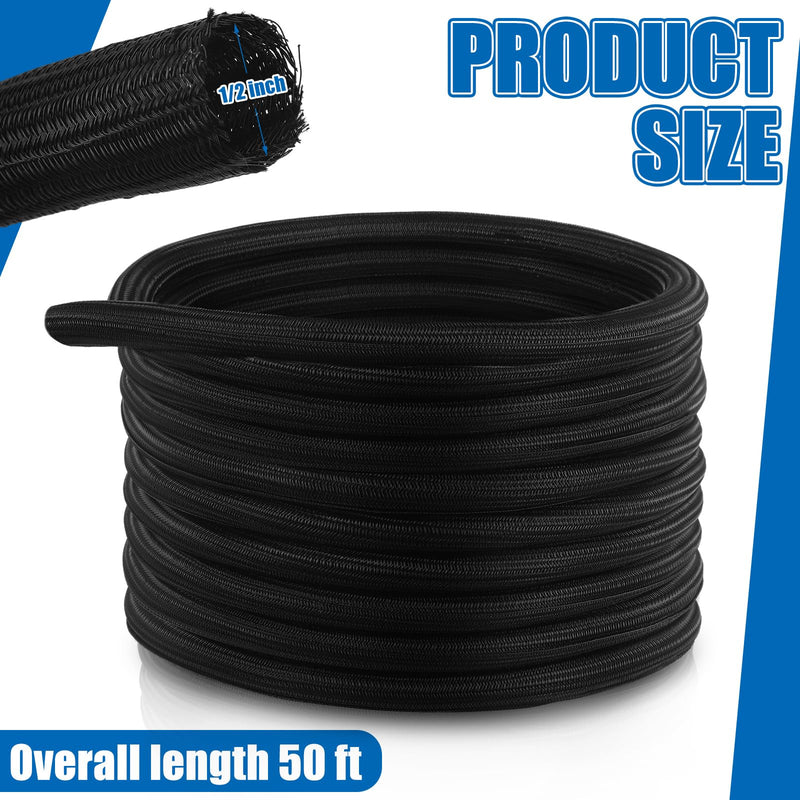 [Australia - AusPower] - Pangda Flame Retardant Braided Split Wire Loom Tubing Cable Sleeve Split Cable Sleeves High Temperature Cable Conduit Auto Wire Conduit for Industrial Electrical Wires Automotive Marine (50 Ft, 1/2") 50 Ft, 1/2" 