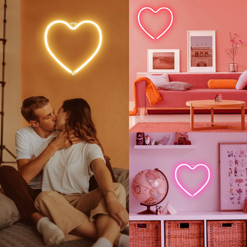[Australia - AusPower] - Red Heart Neon Sign, LED Light 3-AA Battery Operated or USB Powered Decorations Lamp, for Girl's Room Dorm Wedding Anniversary Valentineâ€™s Day Motherâ€™s Day Birthday Party Home DÃ©cor 
