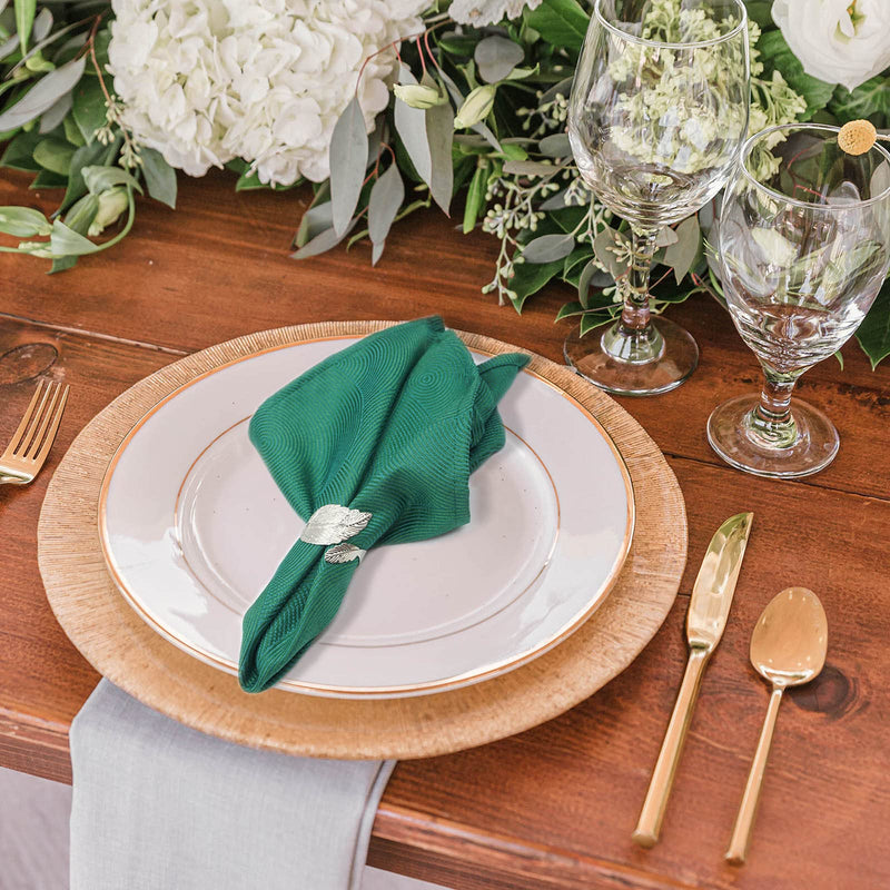 [Australia - AusPower] - Silver Leaf Napkin Rings Set of 6, Leaves Napkin Rings for Table Setting, Metal Leaf Napkin Holder Rings for Holiday Party, Wedding , Banquet, Formal or Casual Dinning Table Decor (Silver) Silver 