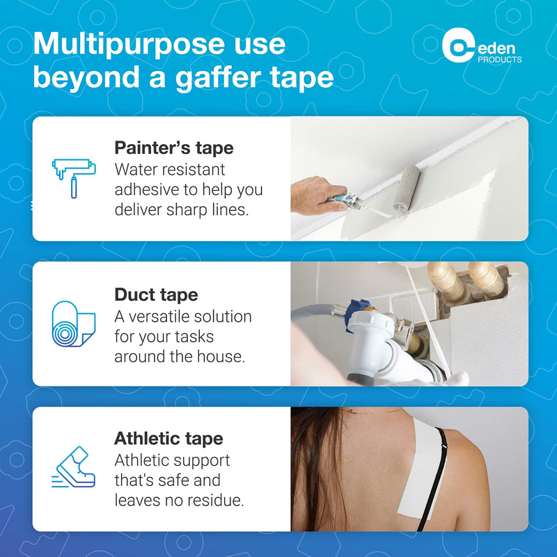 [Australia - AusPower] - Professional Grade Gaffer Tape 2"x30 Yards, Floor Tape for Electrical Cords Cable Tape, Non-Reflective Matte Finish Gaff Tape, No Residue Multipurpose White Gaffers Tape 2 inch 1 Pack 