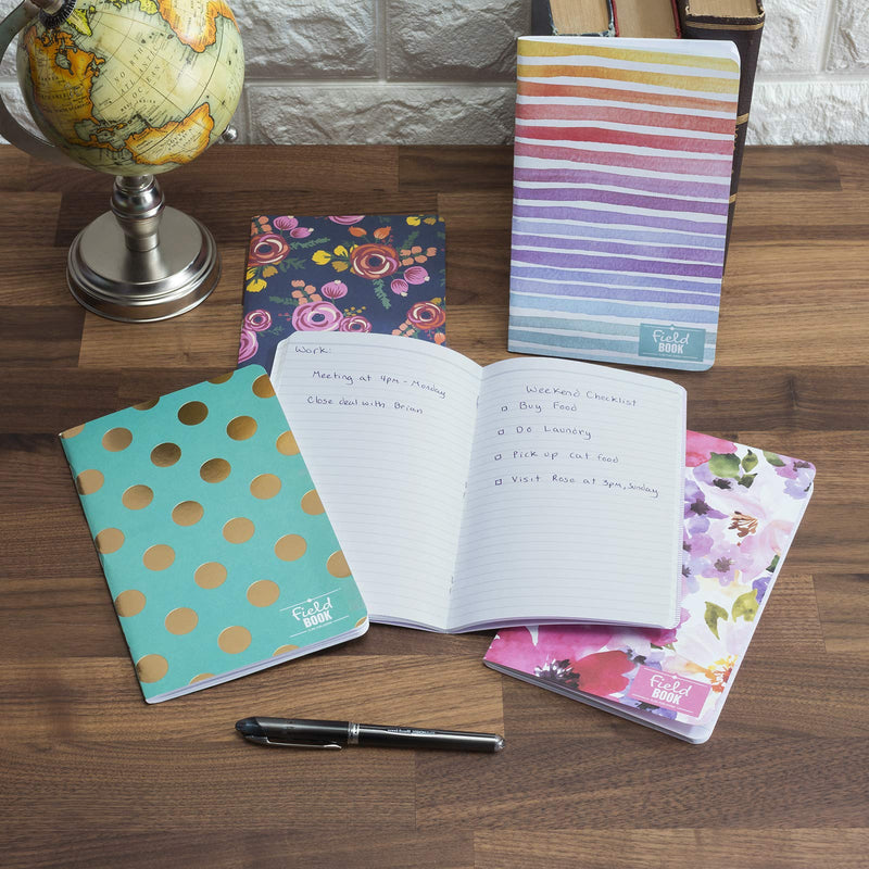 [Australia - AusPower] - Elan Publishing Company Pocket Notebook/Journal - 5"x8" - Assorted Patterns - Lined Memo Field Note Book - Pack of 5 5"x8" 