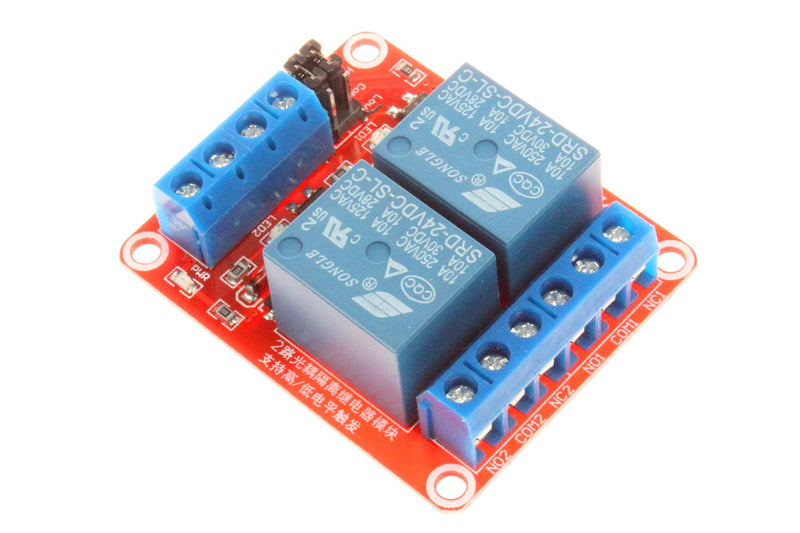 [Australia - AusPower] - NOYITO 2 Channel Relay Module with Isolated Optocoupler 5V 12V 24V High Low Level Trigger Module Triggered (Pack of 2) (5V, Red) 