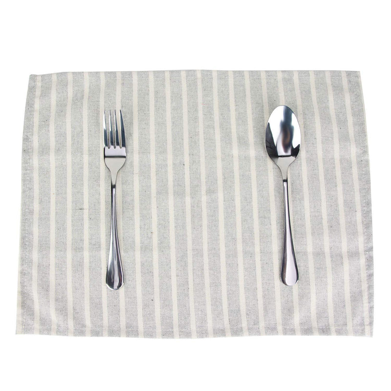 [Australia - AusPower] - INFEI Soft Broad Striped Linen Cotton Dinner Cloth Napkins - Set of 12 (40 x 30 cm) - for Events & Home Use (Grey) Gray 
