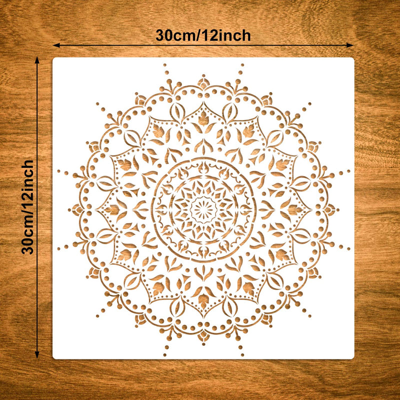 [Australia - AusPower] - 9 Pack (12x12 Inch) Large Reusable Stencil Mandala Stencil Laser Cut Painting Template for Floor Wall Tile Fabric Furniture Stencils Painting 