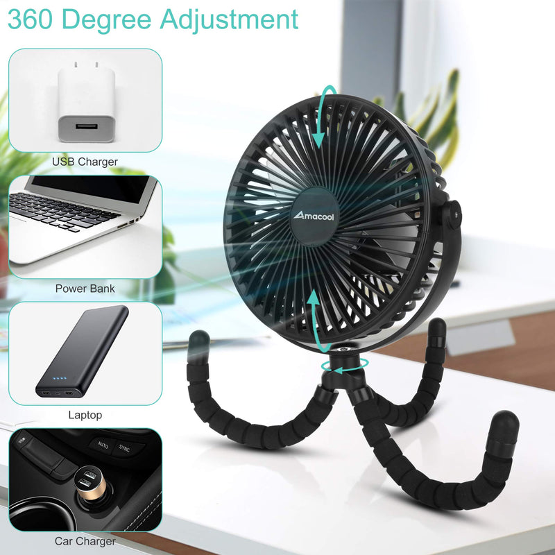 [Australia - AusPower] - 10000mAh 7 inch Battery Operated Clip on Fan Rotatable USB Fan for Baby Stroller Outdoor Camping Tent Beach Treadmill Car Golf Cart 7" 