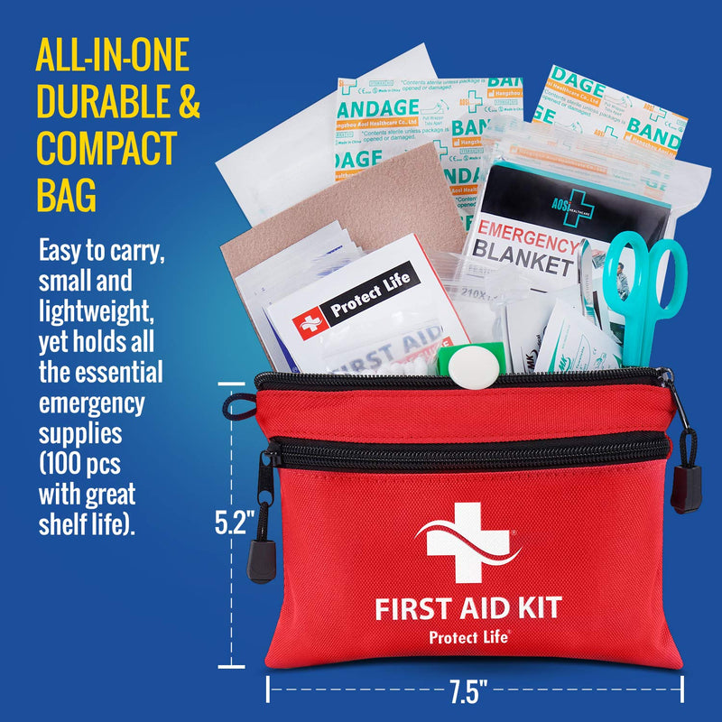 [Australia - AusPower] - First Aid Kit - 100 Piece - Small First Aid Kit for Camping, Hiking, Backpacking, Travel, Vehicle, Mini 1st Aid kit for Outdoors - Emergency & Medical Supplies 100 Piece Set 