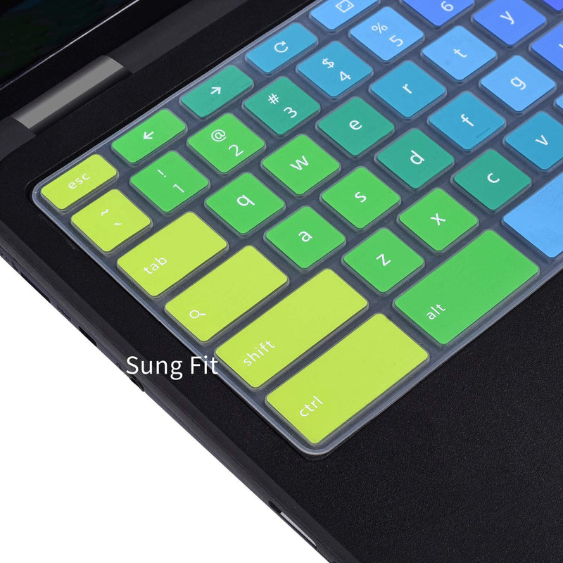 [Australia - AusPower] - Colorful Keyboard Cover for Dell 11.6 Chromebook 3100 / Dell Chromebook 11 3120 3180 3181 3189 5190 P22T 11.6" / Dell Chromebook 13 3380 13.3" Protective Skin, Dell Chromebook Accessories, Rainbow 11.6 Inch 