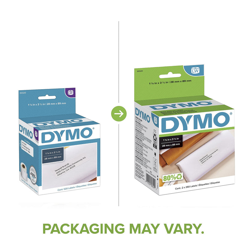 [Australia - AusPower] - DYMO LW Mailing Address Labels for LabelWriter Label Printers, White, 1-1/8'' x 3-1/2'', 2 Rolls of 260 (30320) 