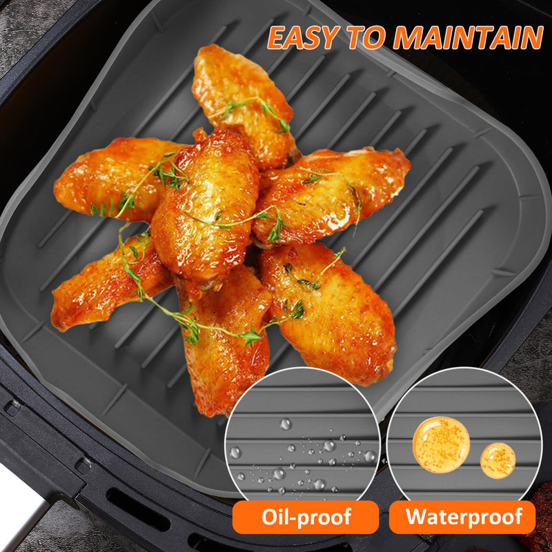 [Australia - AusPower] - Air Fryer Silicone Liners Basket: 8 Inches Square Airfryer Pot Baking Tray - Reusable Non Stick Food-grade Accessories for Air fryers Oven 