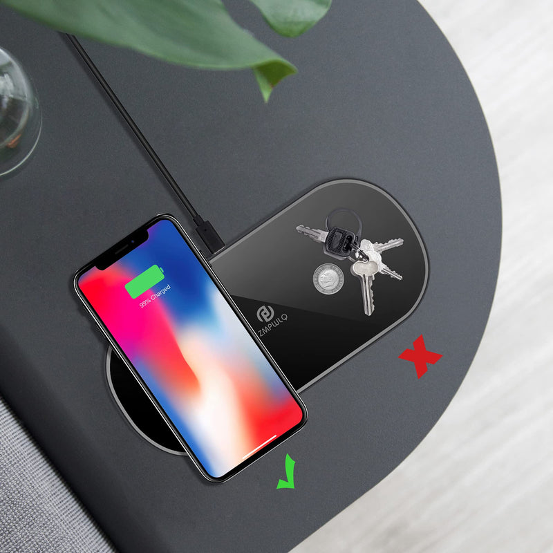 [Australia - AusPower] - Dual Wireless Charging Mat Fast Wireless Charger iPhone Wireless Charging Pad Station Metal Qi 5 Coils 10W Large Multiple Devices Compatible with iPhone 12 11 X XS Max Samsung USB C Adapter Included 