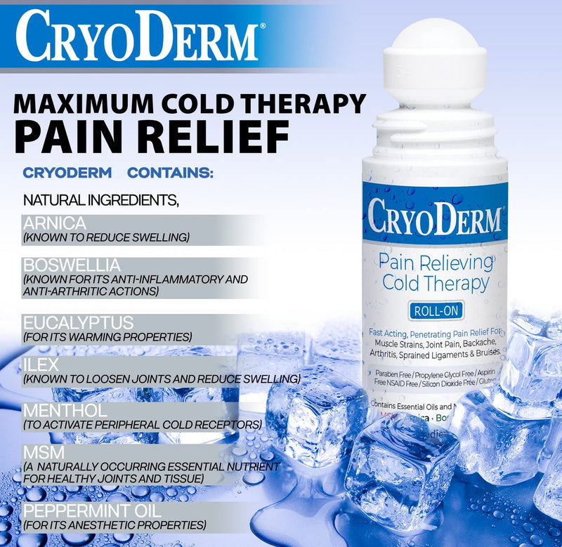 [Australia - AusPower] - Cryoderm Pain Relieving Cold Therapy Roll-on, 3oz. - 2 Count 