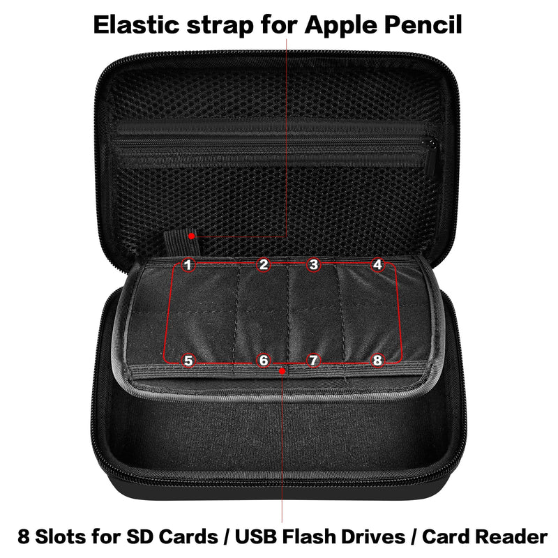 [Australia - AusPower] - Case for Apple Pencil, Magic Mouse 2 and 1, Magsafe Power Adapter, BeatsX Earphone, Magnetic Charging Cable, SD Card, Electronics Accessories Organizer Storage Bag - Black 