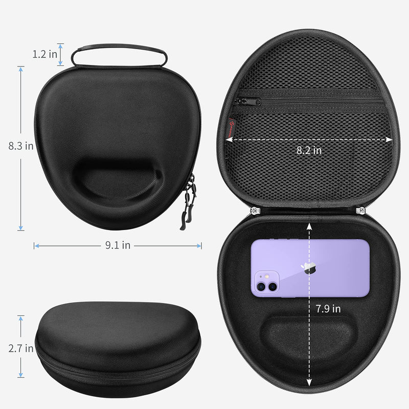 [Australia - AusPower] - Fintie Hard Case for AirPods Max Headphone, Replacement Protective Travel Carrying Storage Bag with Auto Wake/Sleep for AirPods Max (Black) Black 