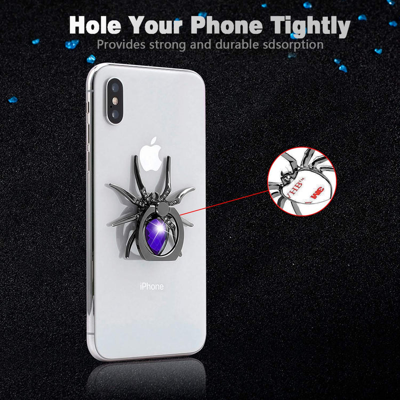 [Australia - AusPower] - Spider Phone Ring Holder Stand, Allengel Animal Sparkle Phone Ring Finger Ring Grip Rhinestone Phone Holder for All Smartphone (Purple) Purple 